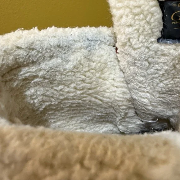 Pendleton US 8 Red Striped Roll-Top Faux Fur Lined Weather Duck Boots No Laces - Picture 9 of 12